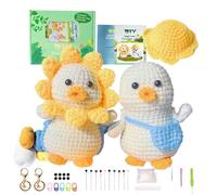 Crochet Kit for Beginners and Adults, Easy DIY Learning Animal Crochet Starter, Knitting with Basic Detailed Video Tutorials, 2 Pieces, Cute Duck Friends Complete Set
