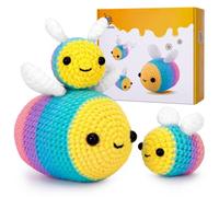 Crochet Kit for Beginners, Beginner Crochet Kit w Step-by-Step Video Tutorials, Crochet Starter Kit Learn to Crochet Kits for Adults Kids Beginners, Jumbo 3 Bee Family (40%+ Yarn Content)