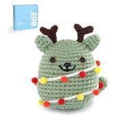 Crochet Kit for Beginners: Christmas Cat Crochet Kit, Include Won't Split Yarn, Step-by-Step Video Tutorial, Patterns, 3.5MM Hook, Birthday, Thanksgiving Gift for Adults.