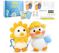Crochet Kit for Beginners - Crochet Animal Kit for Crab and Clownfish, Include Crochet Hook, Soft Yarn, Video Tutorials, Instruction, Crochet Starter Kit for Adults (Petal Duck & Traveling Duck)