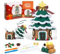 Crochet Kit for Beginners, Crochet Starter Kit with Step-by-Step Video Tutorials, Beginner Crochet Kit for Adults Kids DIY Craft, Crochet Christmas Tree House Kits for Crochet Lovers