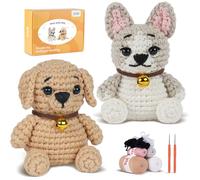 Crochet Kit for Beginners, Learn to Crochet, Include Easy Knitting Soft Yarn, Step-by-Step Video Tutorial, Hook, Holiday Birthday Gift for Adults and Kids(Dundun The Dog)