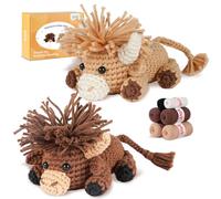 Crochet Kit for Beginners, Learn to Crochet, Include Easy Knitting Soft Yarn, Step-by-Step Video Tutorial, Hook, Holiday Birthday Gift for Adults and Kids(Highland Cattle)