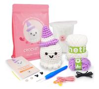 Crochet Kit for Beginners Learn to Crochet Starter Kit, with Easy Soft Yarn, Step-by-Step Video Tutorial, Christmas Halloween Amigurumi Animal Kits Set for Adults Girls Kids Gifts - Luna The Ghost