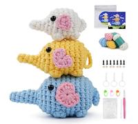 Crochet Kit for New Crafters,Beginner Elphi Crochet Kit Complete Amigurumi Starter Set with Video Tutorials for Kids Adults