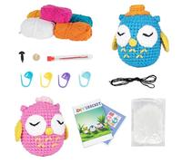 Crochet Kit Include 2Pcs Night Owl Crochet Various Knitting Tools Step-by-Step Video Tutorial Soft Yarn Handmade Crochet Gifts Crochet Kits for Beginners Adults