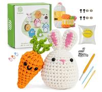 Crochet Kits for Beginners Adults,Crochet Starter Kit Step-by-Step Video Tutorials,Beginners Crochet Kit,Learn to Crochet Kit for Beginners UK,Fuppys Crocheting Kit-Carrot Bunny