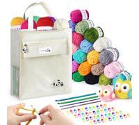 Crochet Kits for Beginners Adults Crochet Yarn Knitting Wool 27Colors Acrylic Yarn Crochet Wool with Aluminum Crochet Hooks Set Storage Case Stitch Markers Yarn Wool for Knitting and Crafts-Cream