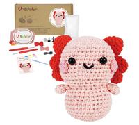 Crochet Kits for Beginners Adults, Family Crochet Animal Kit with Yarn Hooks, Complete Crochet & Knitting Supplies with Step-by-Step Instructions Video, Turtle Craft Gifts for Women (Axolotl)