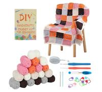 Crochet Kits for Beginners Adults, Granny Square Crochet Starter Kit with Yarn, Crochet Blocking Mat and Crochet Book, Beginners Crochet Kit for Adults and Children (Colorful Square)