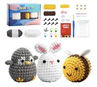 Crochet Kits for Beginners Adults, Penguin Bee Bunny Crochet Kit, Crochet Starter Kit All You Need for Easy Crocheting, Include Video Tutorial, Instruction, Soft Yarn, Birthday Gift for Adults