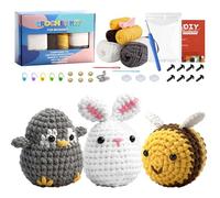 Crochet Kits for Beginners Adults, Penguin Bee Bunny Crochet Kit, Crochet Starter Kit All You Need for Easy Crocheting, Include Video Tutorial, Instruction, Soft Yarn, Birthday Gift for Adults
