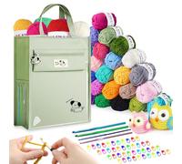Crochet Kits for Beginners Adults Yarn Knitting Wool 27 Colors Acrylic Yarn with Aluminum Crochet Hooks Set Storage Case Stitch Markers - Green