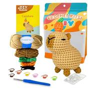 Crochet Kits for Beginners Kids - Capybara DIY Knitting Kit with Step-by-Step Video Tutorials,Include Video Tutorial Soft Yarn Scissor, Birthday Gift,Starter Friendly Knitting Kit for Adults Women Men