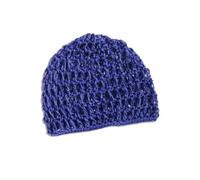 Crochet Knit Beanie Hat, Royal Blue Abba Style, Breathable Open Weave Design Hair Net, Women's Head Covering (Royal Blue)