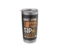 Crochet Knit One Purl Two Sip Coffee Repeat Knitting Stainless Steel Insulated Tumbler