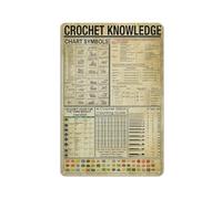 Crochet Knowledge Metal Signs Tailor Room Home Wall Decor Weaving Learning Infographics Tin Posters Studio Farmhouse Decorative Plaques,Vintage Educational Wall Art Modern Gift 8x12 inch