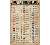 Crochet Knowledge Metal Signs Vintage Popular Science Retro Poster Wall Art Tin Sign for Farm Garden Hospital Information Table Bar Garage Club Kitchen Home Decor Plaque 8"x12"