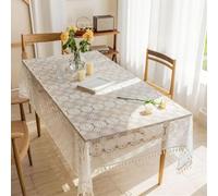 Crochet Lace Table Cloth, Rectangular Hollow Lace Tablecloth, White Circle Flower Table Cover With Tassels Lace Table Cloth For Dining Table Tea Coffee Kitchen D, One Color, 150 * 200cm