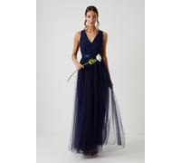 Crochet Lace Two In One Bridesmaid Maxi Dress Coast Navy 10