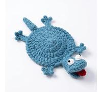 Crochet Lizard Coaster, Fun 3D Handmade Amigurumi Animal Cup Mat for Drinks Coffee, Cute Funny Little Lizard Coasters for Desk and Home Decor, Unique Gift for Animal Lovers (Blue Lizard)