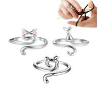 Crochet Loop Rings - 3 Piece Smooth Yarn Guide Finger Holder, Handmade Crochet Markers | Smooth Yarn Guide Finger Holder Alloy 0.71x0.39 inches, Cute Thread Ring for Mother's Day, Thanksgiving