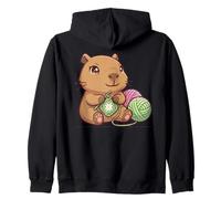 Crochet Lover Capybara Cozy Yarn Craft Vibe Zip Hoodie