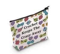 Crochet Lover Gift Crochet Keeps The Crazy Away Makeup Bag Crochet Storage Bag Crocheter Gift Crochet Knit Bag Tailor Gift
