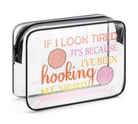 Crochet Lover Gift Crocheters Gift Crochet Themed Cosmetic Bag Crochet Knitting Gifts for Women Crochet Beginners Gift Clear Makeup Bag Knitting Lovers Knitters Gift Travel PVC Toiletry Bag Pouch