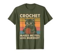 Crochet Makes Me Feel Less Murdery T-Shirt, Men, Olive Green, X-Large
