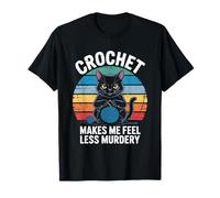 Crochet Makes Me Feel Less Murdery Vintage Black Cat T-Shirt