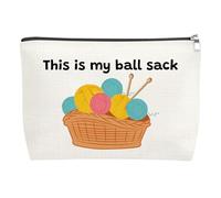 Crochet Makeup Bag for Women Knitting Gifts for Crochet Lovers Knitters Birthday Gifts for Women Knitters Friends Crocheters Cosmetic Bag Funny Crocheting Gift Travel Toiletry Bag with Zipper