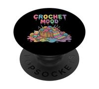 Crochet Mood Rainbow Yarn Basket Bear Cute PopSockets Adhesive PopGrip