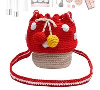 Crochet Mushroom Purses - 6.6in Hand Woven Coin Holder, Knitted Mini Shoulder Bag, Lightweight Artistic Accessory, Soft Yarn Craft Pouch | Decorative Storage Bag For Charging Cables Small Items