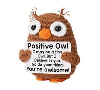 Crochet Owl as Cuddly Toy - Positive Crochet Toys, Happy Crochet Animals | Crochet Owl Like with a Card, Motivating Animals Hook, A