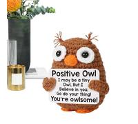 Crochet Owl - Motivational Animal Doll, Handmade Toy | Uplifting Desk Decor Positive Affirmation Gift, Cute Knitted Relief Companion For Shelves Nightstands
