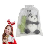Crochet Panda Bear, Crochet Panda Plush - Cuddly Toys Plush Panda, Handmade Adorable Crochet Toy with Greeting Card and Organza Bag for Christmas, Birthday, Thanksgiving, Children