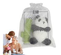 Crochet Panda Bear, Crochet Panda Plush - Cuddly Toys Plush Panda | Handmade Adorable Panda Crochet Toy with Greeting Card and Organza Bag for Christmas, Birthday, Thanksgiving, Child
