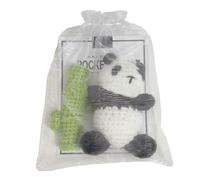 Crochet Panda Plush Toy, Crochet Panda Stuffed Toy, Cuddly Toys Plush Panda, Handmade Adorable Panda Crochet Toy with Greeting Card and Organza Bag for Christmas, Birthday, Thanksgiving