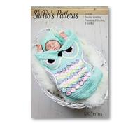 Crochet Pattern for Babys Owl Cocoon and Matching Hat in 3 Sizes, Preemie, 0-3 Months and 3-6 Months, Using Double Knitting Yarn, UK Terminology CP245
