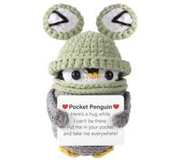 Crochet Penguin - 10cm Cute Motivational | Crochet for Home | Toy Gift for Adults Christmas Lovers Creative Collectors Office Shelf