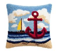 Crochet Pillow Making Kit,Anchor 43X43Cm Hand Knitted Cushion Material Set,Complete Craft Accessories with Tutorial,Warm Home Decoration for Living Room Bedroom