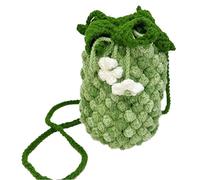 Crochet Pineapple Bag - Gradient Color Crossbody Clutch Hand Knitted Purse Lightweight Mobile Stand Design | Ladies, Outdoor Walk, Holiday, Market Shopping, U, Green, Se référer au descriptif