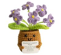Crochet Plant, Positive Crochet Animals, Plush Flower Pot Emotional Support Crochet, Cute Mini Crochet Positive Animals Back to School for Friend Family Classmate Girlfriend (Purple)