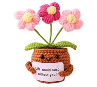 Crochet Plant - Whimsical Flower Plush Figure, Cozy Crochet Support Plush | Weighted Comfort Toy with Cheerful Expression for Desks, Loved , Companions