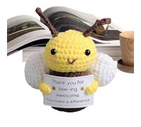 Crochet Plush Bee - Funny Positive Toy, Handmade Knitted Motivational Plushiee, Cute Pickle Doll Ornament For Kids, Teens, Adults, Perfect Desk Companion, Stress Relief Gift | Small Decorative Plush