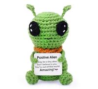 Crochet Plush, Boyfriend Gifts, Mini Funny Positive Gifts, Small Handmade Crochet Cute Stuff, Emotional Support Gift-s for Boy Girl Friend Decor, Emotional Motivational Decor (Alien)