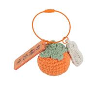 Crochet Plush Keychain Handmade Soft Cute Persimmon Peanut Fruit Design Key Holder for Handbag Purse Backpack Car Accessories Wool Metal Acrylic Material 40g 5cm 6x2cm