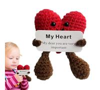 Crochet Pocket Heart - Mini Knitted Heart Doll, Handmade Knitted Bag Charm | Thoughtful Sentimental Keepsake Gift Idea Present Crocheted Heart Pocket Token for Special Occasions
