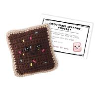 Crochet Pop Tart, Handmade Funny Positive Tart with Inspirational Card Knitted Knitting Potato Doll Cute Cheer up Tart Gifts Toy Reduce Pressure for Women Men Decoration (Brown)